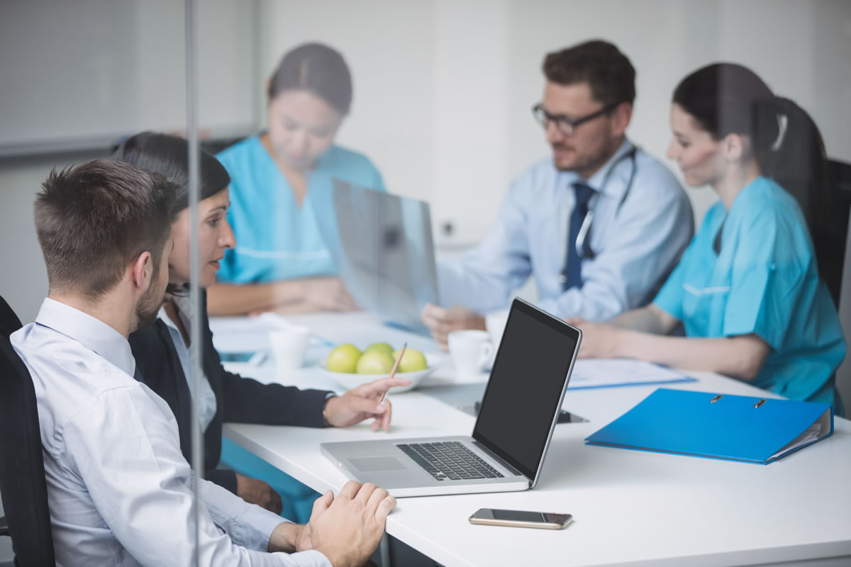 Hospital water safety group meeting to discuss the control of Legionella