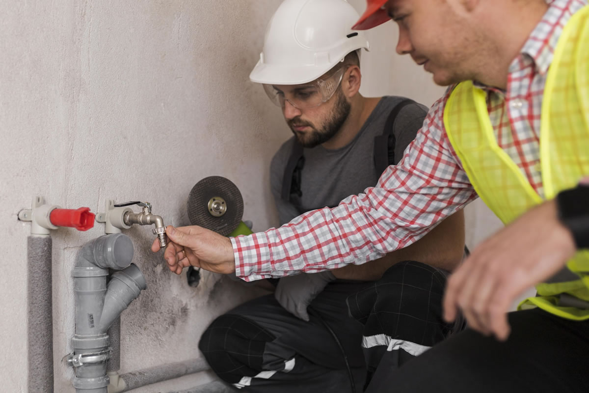 Plumber completing remedial repairs to water system following Legionella risk assessment